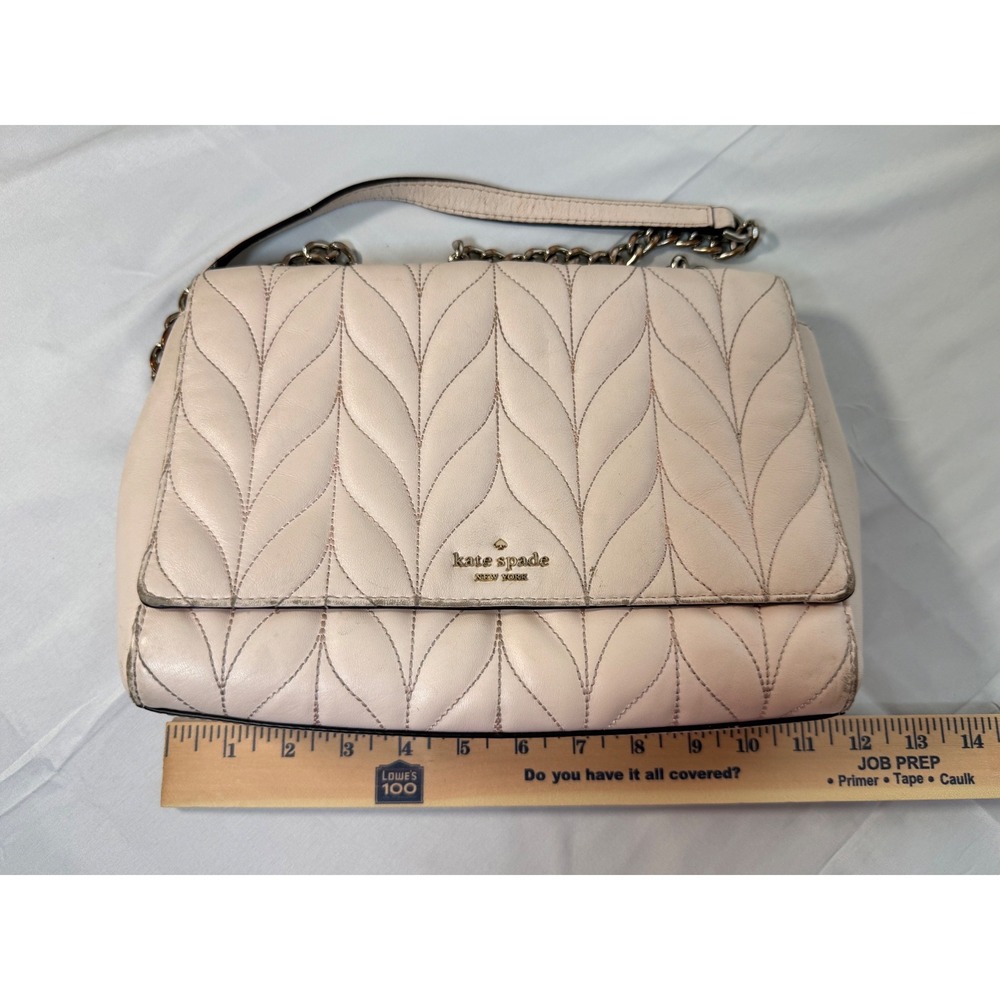 Kate Spade New York Quilted Leather Shoulder Bag Pink Chevron Flap Bag
